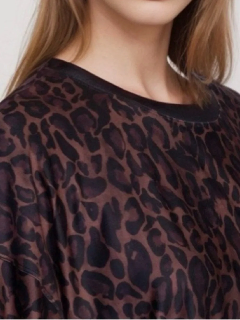 Johnny Was Active French Leopard Drop Shoulder Top XS
